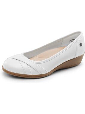 DREAM PAIRS Women's White Comfortable Round Toe Lightweight Ballet Flat Shoes